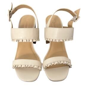 LC Lauren Conrad Women's Ruffled Cream Sandals-NWOB
